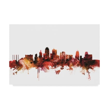 Michael Tompsett 'Kansas City Missouri Skyline Red' Canvas Art,12x19